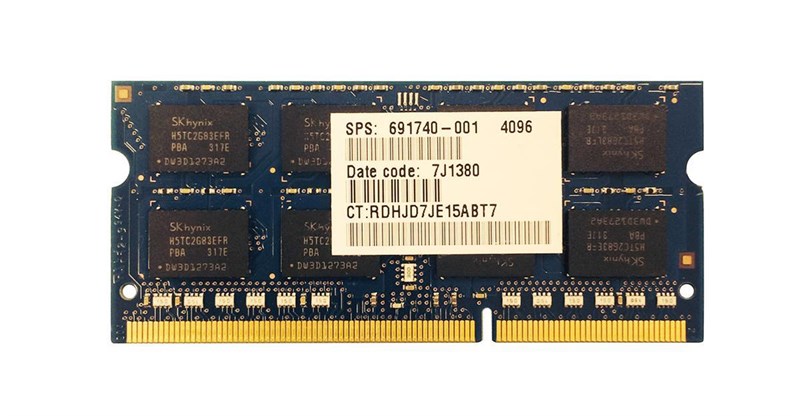 691740-001 Оперативная память HP 4GB DDR3-1600MHz Unbuffered Dual Rank 1.35V 204-pin CL11 SODIMM [691740-001] 691740-001 - фото 278562