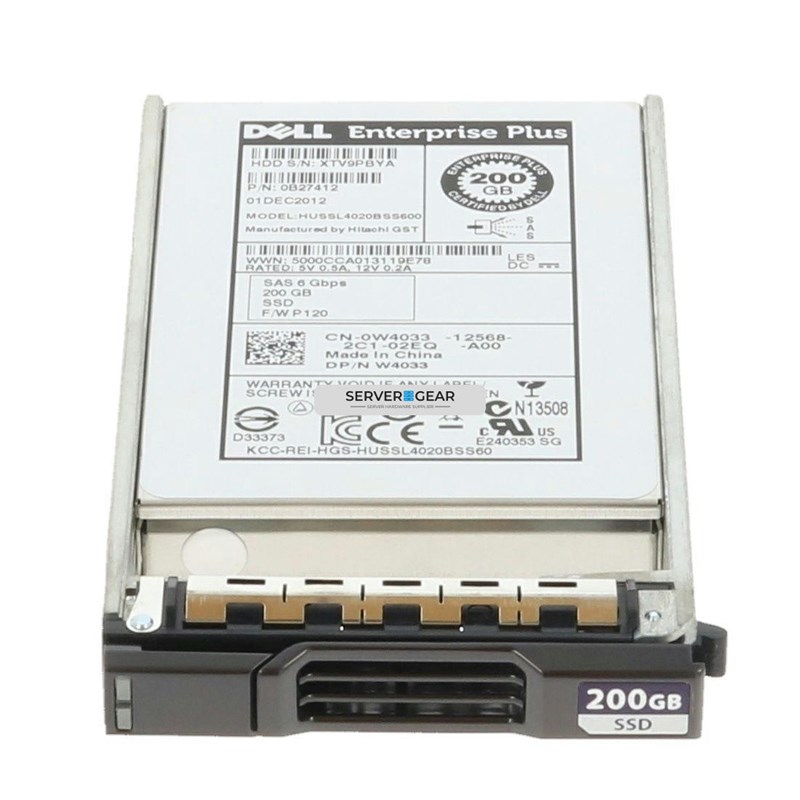 W4033-COMPELLENT Жесткий диск 200GB SSD 2.5 SAS 6G COMPELLENT HUSSL4020BSS600 W4033-COMPELLENT - фото 310681