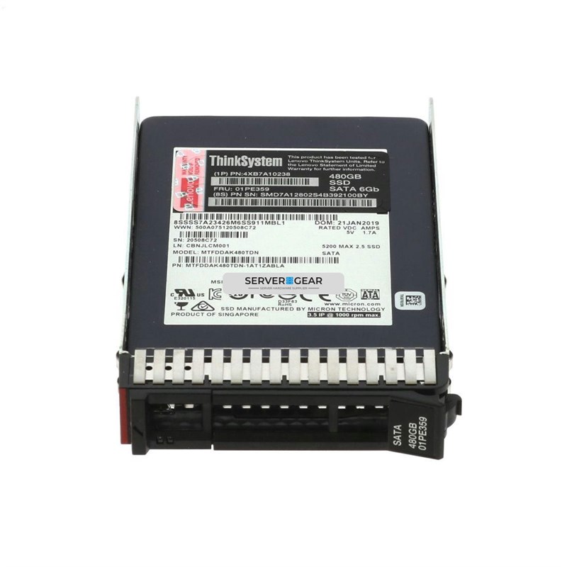 01PE359 Жесткий диск ThinkSystem 2.5in 5200 480GB Mainstream SATA 6Gb 01PE359 - фото 328242