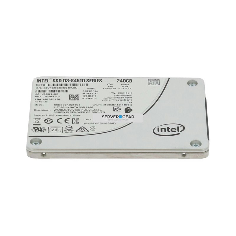 SSDSC2KB240G8 Жесткий диск 240GB SSD 2.5 SATA 6G MIX SSDSC2KB240G8 S4510 SSDSC2KB240G8 - фото 336187