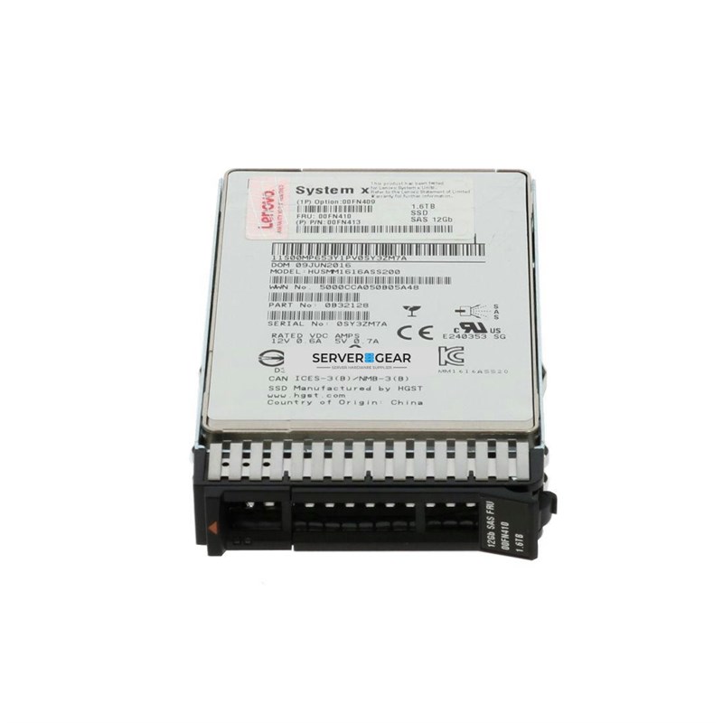 00FN410 Жесткий диск 1.6TB 12G SAS 2.5 MLC G3HS Enterprise SSD 00FN410 - фото 337783